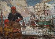 Eugeen Van Mieghem Women of the docks oil painting